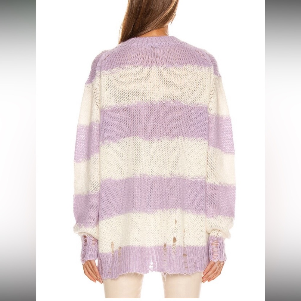 Acne Studios Kantonia Stripe white purple Distressed Oversized Knit Sweater XS - Picture 3 of 16